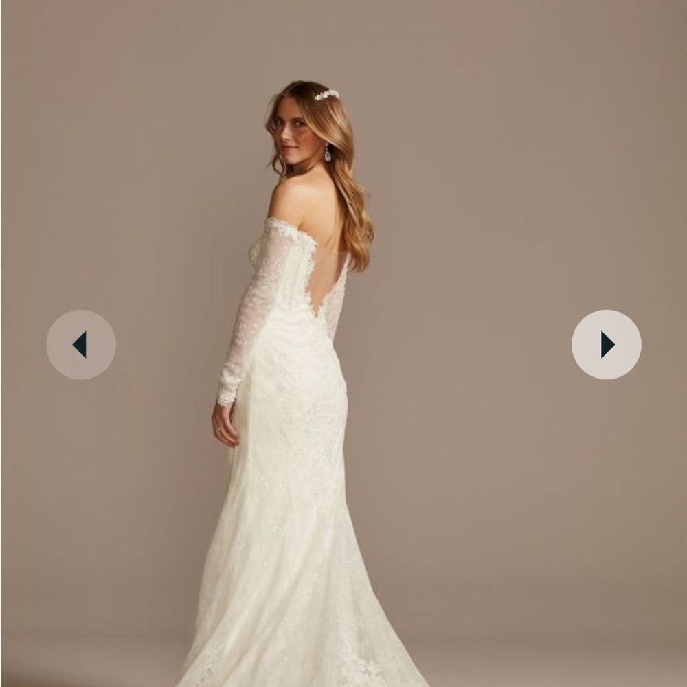 GALINA SIGNATURE long sleeve off shoulder sequin lace wedding dress